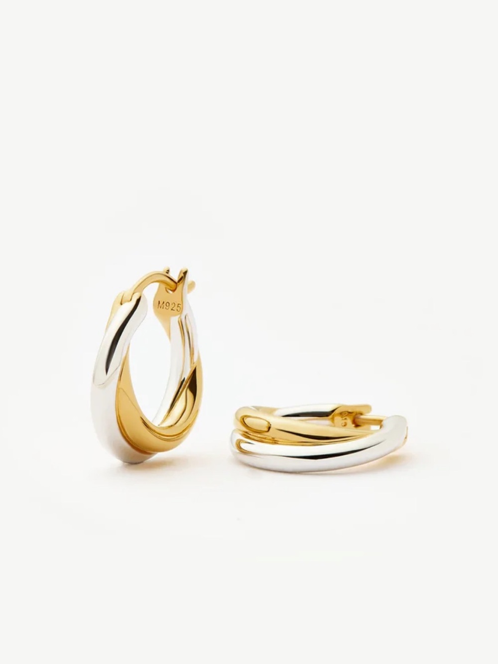 NWT Missoma LUCY WILLIAMS ENTWINE SMALL HOOP EARRINGS Gold & Silver